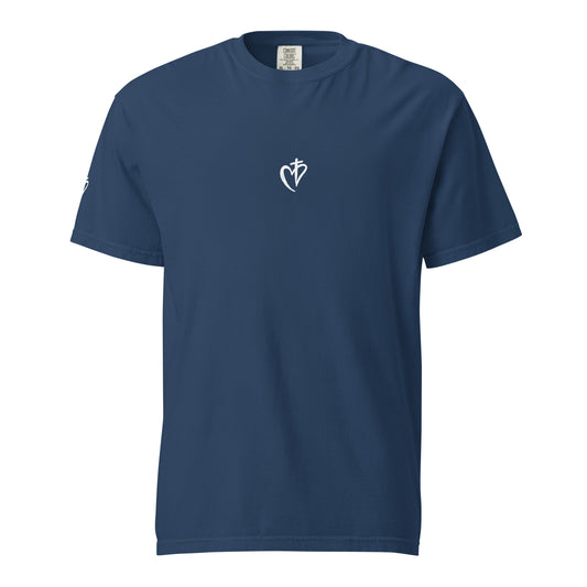 Camiseta Premium Corazón & Viva Cristo Rey (tonos oscuros)